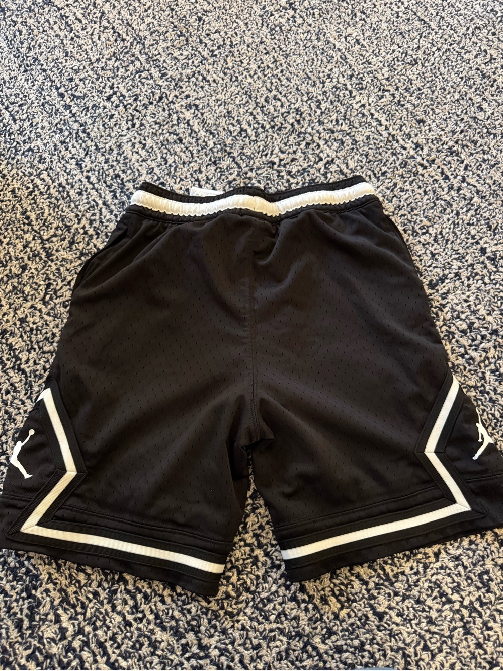 Boy’s Nike Jordan basketball Black Athletic Mesh Shorts with White Trim